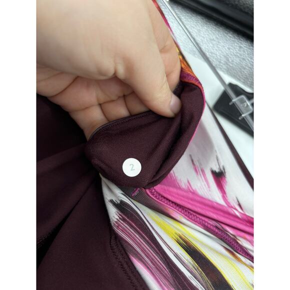 Lululemon Leggings Womens 2 Wunder Under Crop Shine On Wild Berry Rumble - Picture 3 of 3